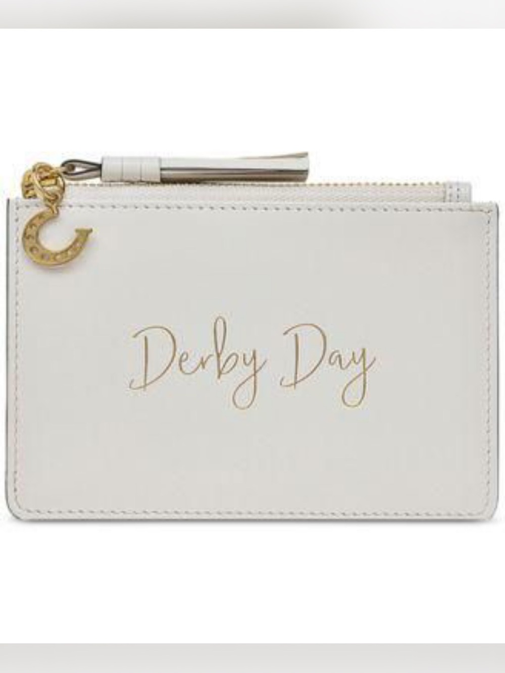 New.! RADLEY LONDON White "Derby Day" Zip Card Holder Clutch with Gold Charm